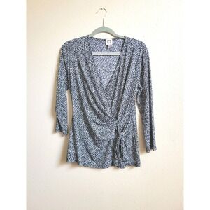 Anne Klein Women's Faux Wrap Top Career Casual Long Sleeves Blouse‎  Sz M